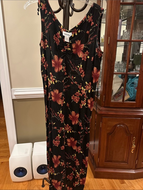 Northern Reflections Dresses & Skirts - Northern Reflections Black Floral Maxi Dress with Rust and Olive Details
